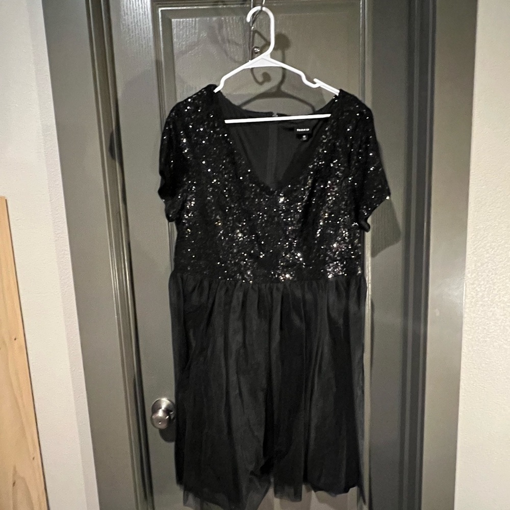 Black sequin and tulle party dress from Torrid
